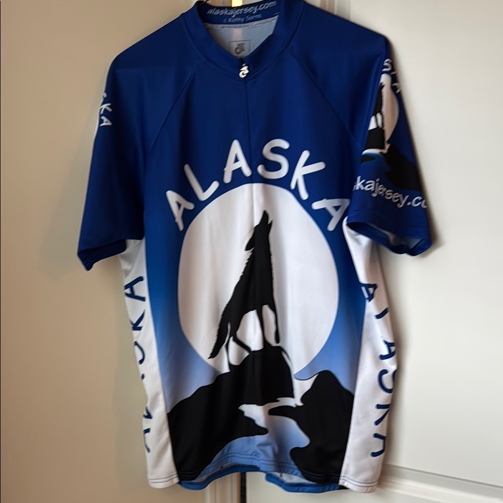 Blue and White Alaska Cycling Jersey